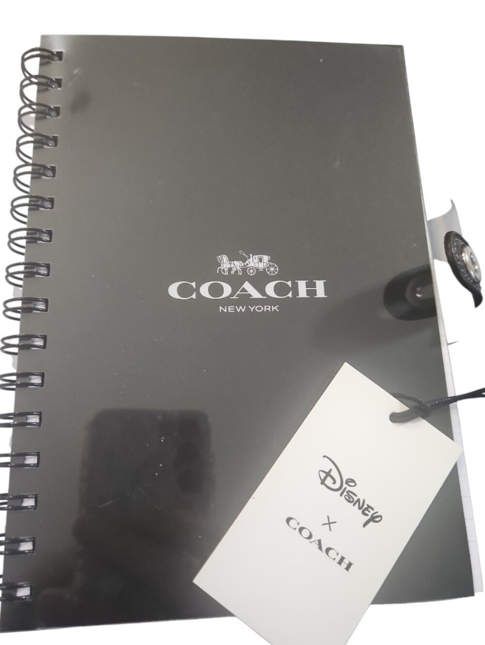 Coach X Disney Mickey Mouse Black Pebble Leather Notebook Journal Cover NWT - Picture 8 of 10